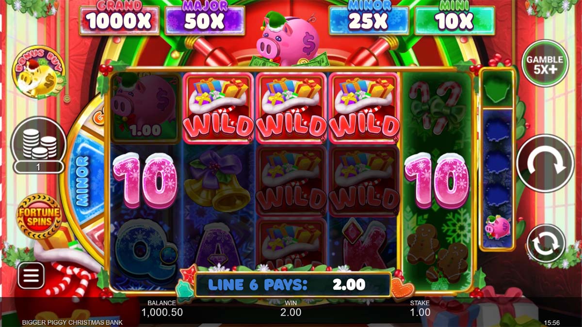 Christmas-themed Bigger Piggy Bank slot game