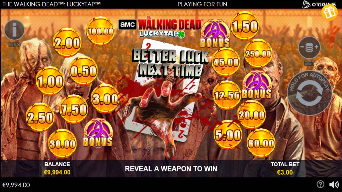 Instant win slot game The Walking Dead LuckyTap