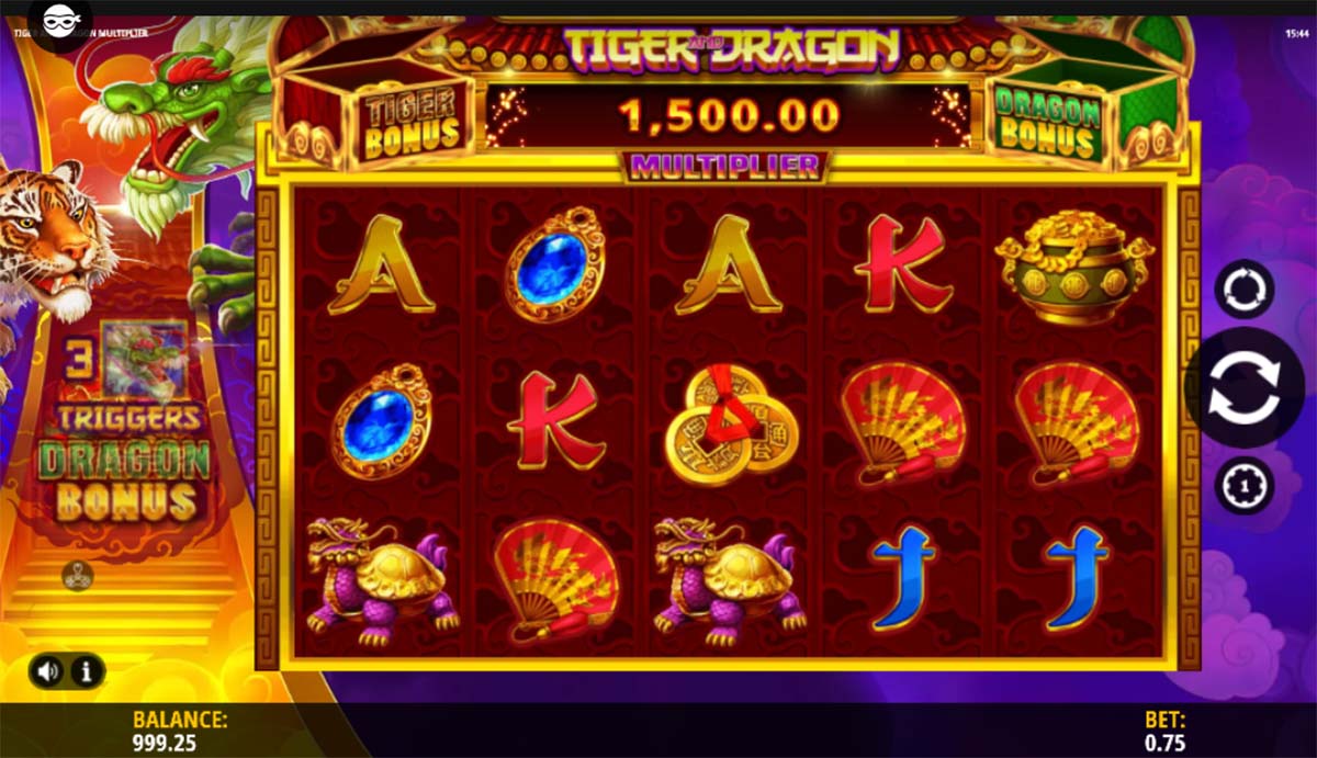 Asian multiplier slot with tiger and dragon theme