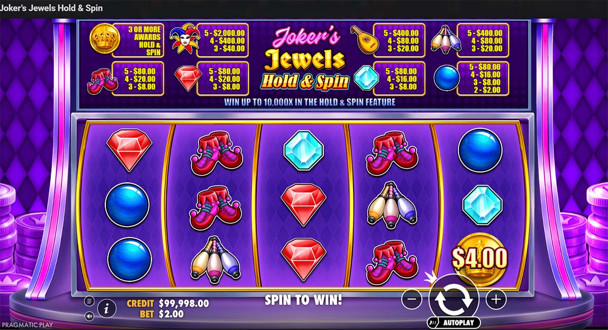 Joker’s Jewels Hold & Spin slot RTP 96.52