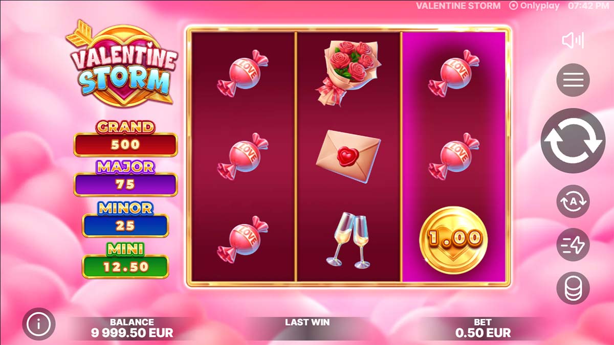 Valentine Storm low-volatility slot